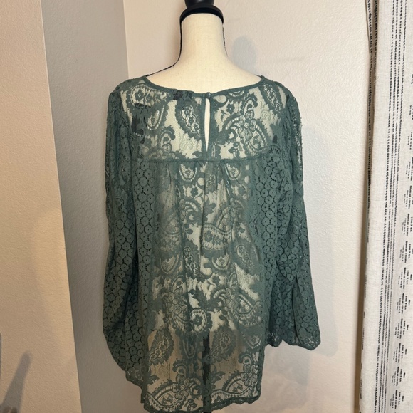 Torrid Green Lace Peasant Top - BRAND NEW with Tags!  - 1x - Picture 4 of 5